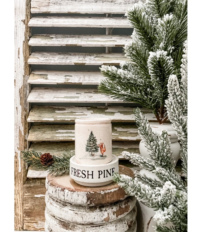 Antique English-Ironstone Fresh Pine riser/pot stack of 2 - Holiday